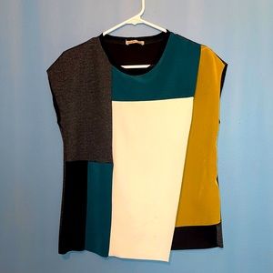 Zara W/B Collection Color Block Top EUC 🌎🌿
